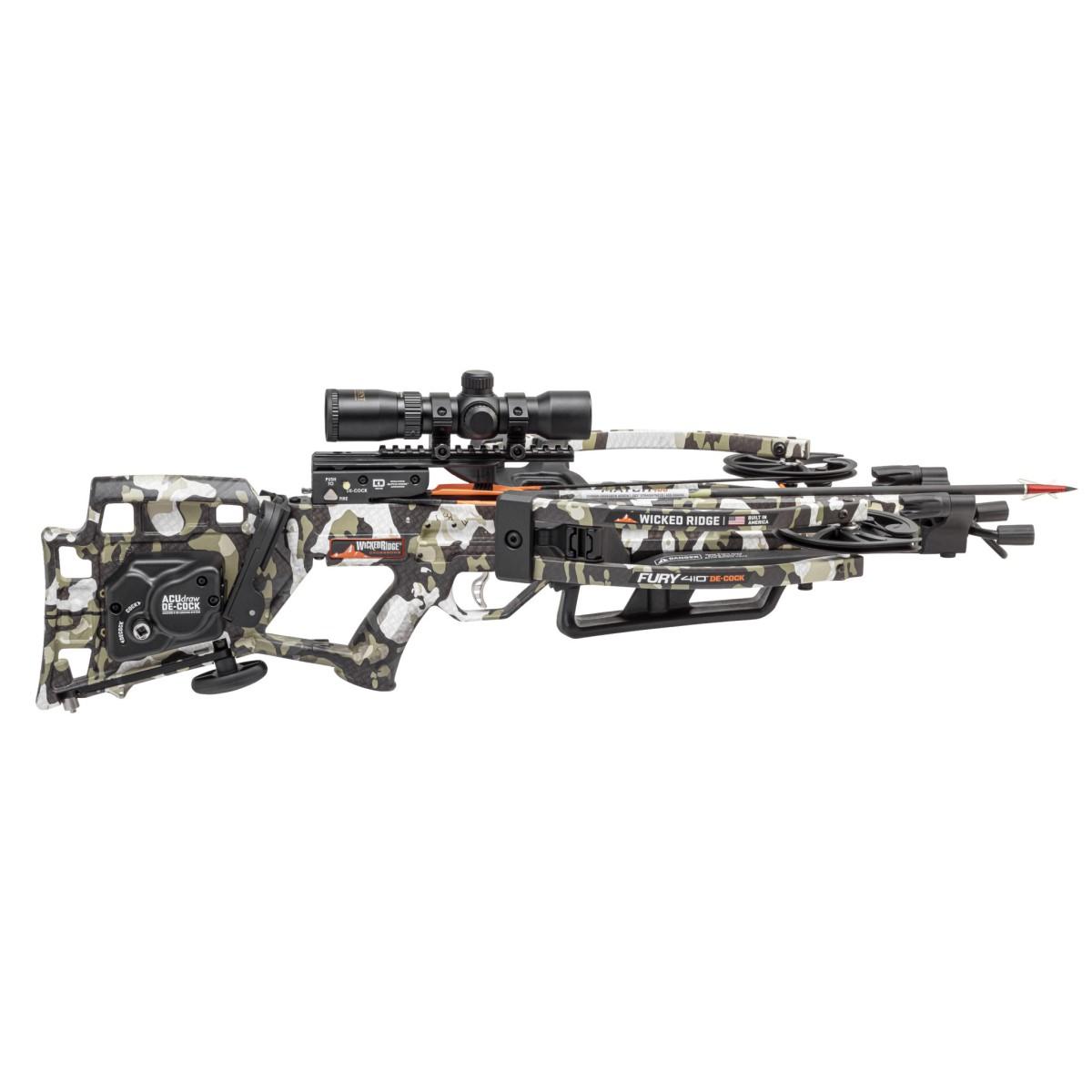 TenPoint Wicked Ridge Fury 410 De-Cock Crossbow ACUdraw RangeMaster Pro Scope Camo