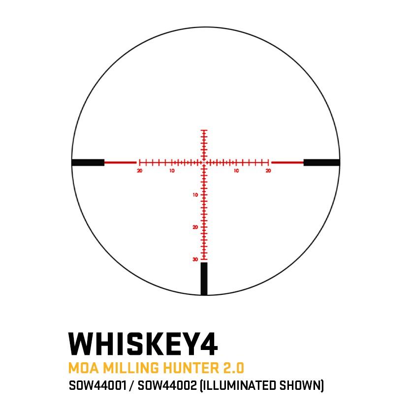 Sig Sauer Whiskey 4 Rifle Scope 4-16x44 30mm FFP MOA Milling Hunter 2.0 Illum Exposed Zero Stop Side Focus Black