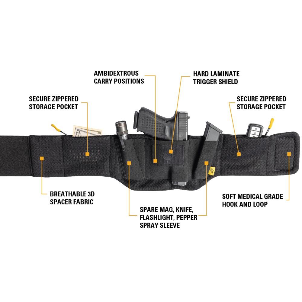Mission First Tactical Belly Band Holster 26? to 52? Black Ambi