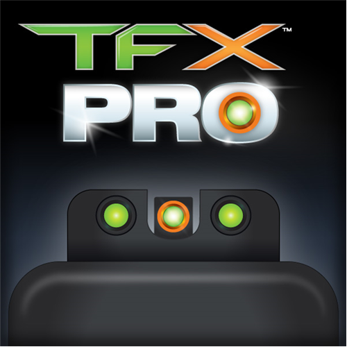 TruGlo TFX Pro Sight Set for Glock 17/17L/19/22/23/24/26/27/33/34/35/ w/ Fiber Optic Green with Orange Front Dot Outline