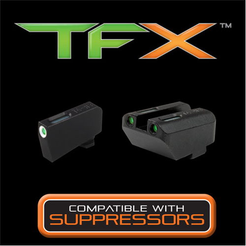 TruGlo TFX Sight Set Suppressor Height for Glock 20/21/25/29/30/31/32/37/40/41 Tritium / Fiber Optic Green w/ White Front Dot Outline