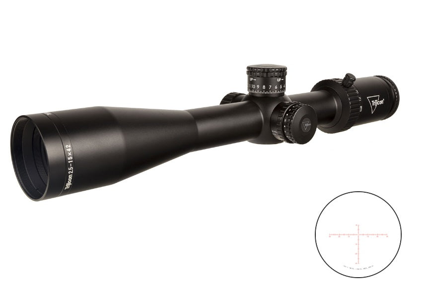 Trijicon Credo HX 2.5-15x42 SFP w/ Red MOA Center Dot, 30mm, Satin Black Riflescope 2900033