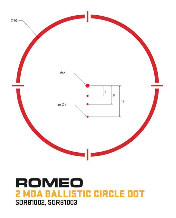Sig Sauer Romeo8T Ballistic Circle 2 MOA Red Dot Sight SOR81002