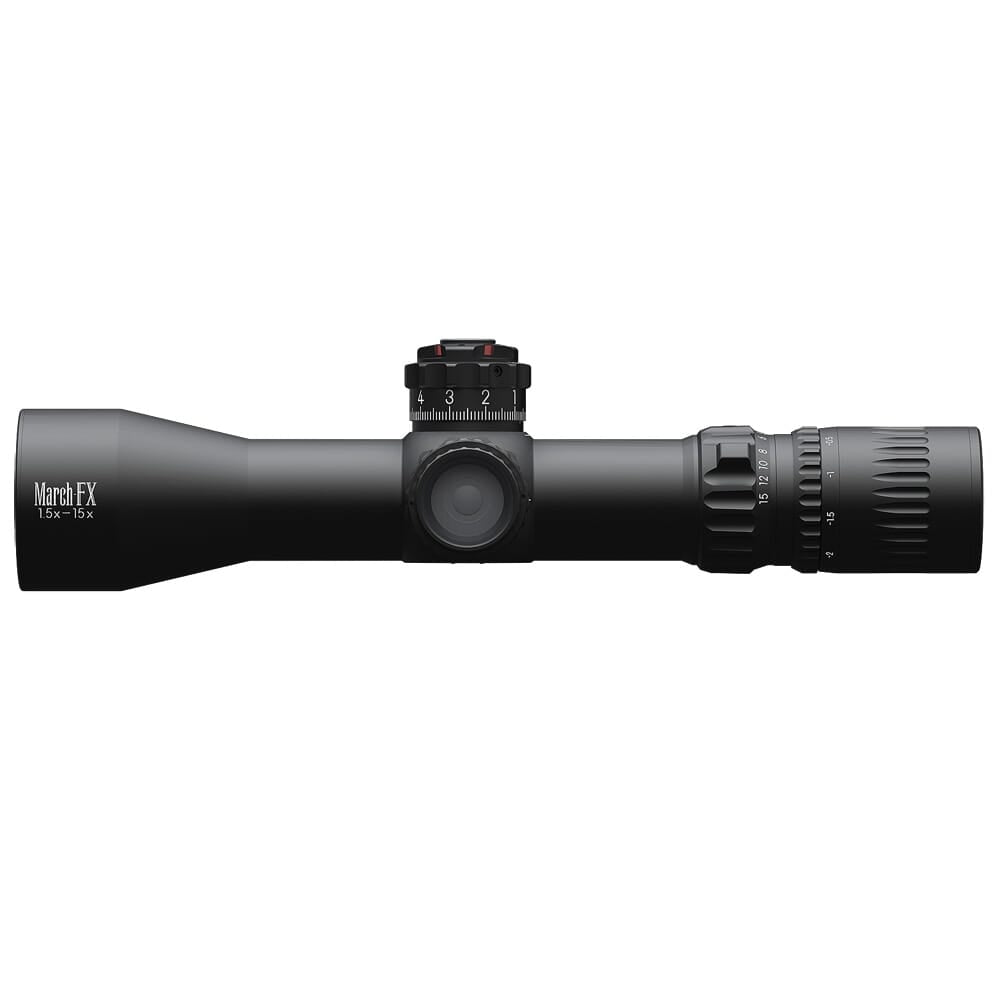 March FX Tactical 1.5-15x42mm FFP DR-TR2B Reticle 0.1MIL 6Level Illum Riflescope w/Shuriken Dial Lock D15V42FDIMLX-DR-TR2B