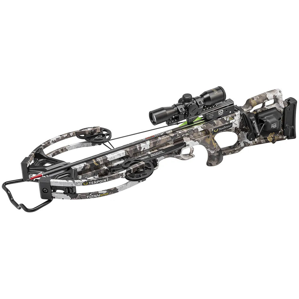 TenPoint Titan De-cock Crossbow Package Acudraw 50 Sled Camo