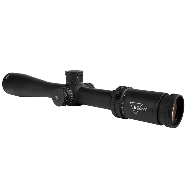 Trijicon Tenmile 3-18x44 FFP Riflescope w/ MRAD Precision Tree offers red/green illumination for long-range accuracy.